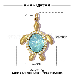 304 Stainless Steel Pave Cubic Zirconia Pendants&nbsp;CU-OY002-15G-02