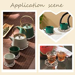8Pcs 4 Style Octagon Wooden Carved Cup Mats&nbsp;WOOD-FH0001-97