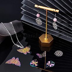 32Pcs 4 Style Ion Plating(IP) 201 Stainless Steel Filigree Pendants&nbsp;STAS-NB0001-20