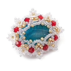 Handmade Glass Seed Beaded Oval Brooches for Women&nbsp;JEWB-MZ00004