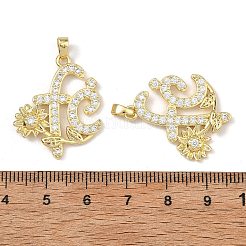 Brass Micro Pave Clear Cubic Zirconia Pendants&nbsp;CU-L277-11G