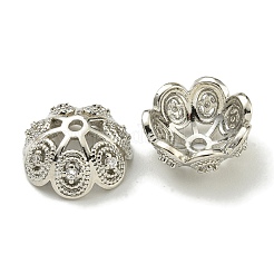 Rack Plating Brass Micro Pave Clear Cubic Zirconia Bead Caps&nbsp;KK-K386-14P