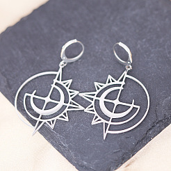 Hollow Sun 201 Stainless Steel Dangle Earrings&nbsp;FS-WGF3441-01