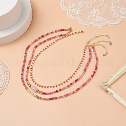 Natural Rose Quartz & Agate Beaded Necklaces Sets for Women&nbsp;NJEW-JN04129
