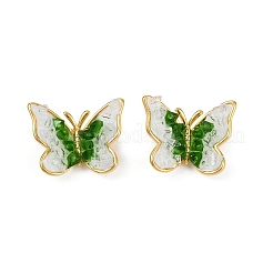 Butterfly Brass Stud Earrings&nbsp;EJEW-K308-05G-02