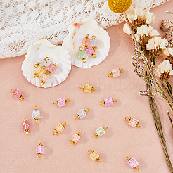 100Pcs Crackle Glass Connector Charms&nbsp;FIND-HY0001-35