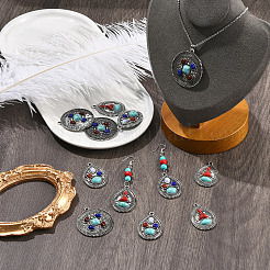 12Pcs 3 Styles Alloy with Dyed Synthetic Turquoise Pendants&nbsp;FIND-SZ0019-79