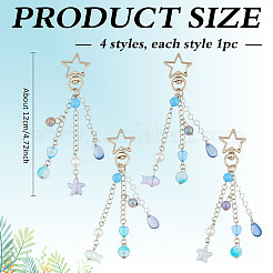 4Pcs Glass & Acrylic Pendant Decorations&nbsp;HJEW-MA00024