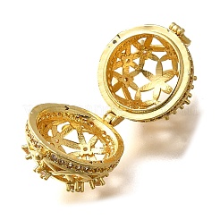Rack Plating Brass Micro Pave Cubic Zirconia Bead Cage Pendants&nbsp;KK-M313-12G-02