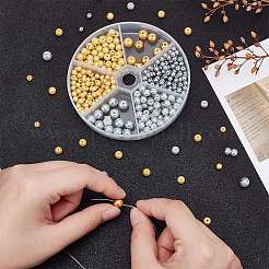 350Pcs 2 Colors Baking Paint Pearlized Glass Pearl Round Bead Strands&nbsp;HY-AR0001-14