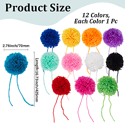 12Pcs 12 Colors DIY Craft Polyester Pom Pom Ball&nbsp;AJEW-CY0002-94
