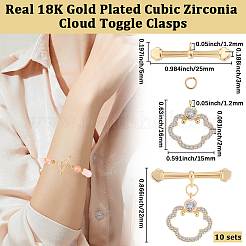 10Pcs Brass Micro Pave Clear Cubic Zirconia Toggle Clasps&nbsp;KK-BBC0021-02G