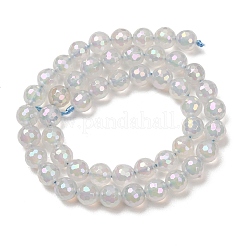 Electroplated Natural Agate Beads Strands&nbsp;G-B191-A07-8mm-01