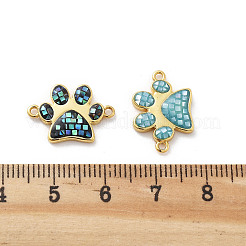 Rack Plating Brass & Shell Paw Print Links Connector Charms&nbsp;KK-K380-15G