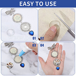 2Sets Tibetan Style Alloy & Glass Flat Round Photo Bouquet Hanging Ornaments&nbsp;HJEW-CA0001-70
