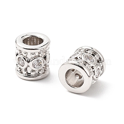 Column Brass Micro Pave Clear Cubic Zirconia European Beads&nbsp;KK-L237-017P