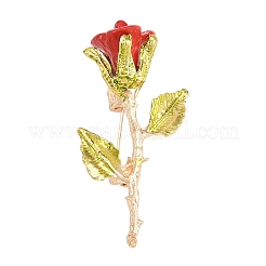 Electroplate Rose Flower Shape Alloy & Imitation Pearl Lapel Pins for Backpack Clothes&nbsp;JEWB-B037-01C
