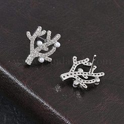 Brass Micro Pave Cubic Zirconia Stud Earrings for Women&nbsp;EJEW-A167-15P