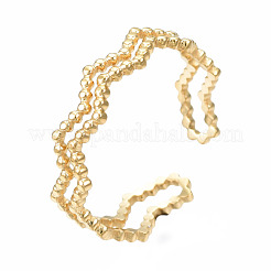 304 Stainless Steel Wave Wrap Open Cuff Ring&nbsp;RJEW-T023-66G