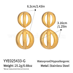 Hollow Flat Round 304 Stainless Steel Dangle Stud Earrings&nbsp;LS-FY9579-1