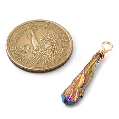 Electroplated Raw Rough Natural Quartz Crystal Copper Wire Wrapped Pendants&nbsp;PALLOY-JF02411-01