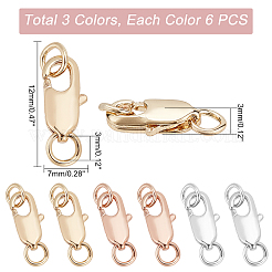 18Pcs 3 Colors Brass Lobster Claw Clasps&nbsp;KK-PH0002-99