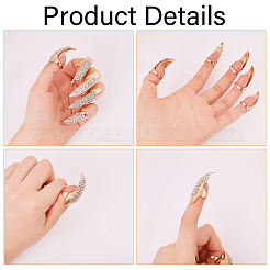 1 Set Alloy Rhinestone Women Finger Nail Rings&nbsp;RJEW-GL0001-03KCG