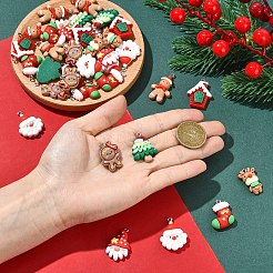 40Pcs 8 Styles Christmas Opaque Resin Pendants&nbsp;RESI-YW0005-54