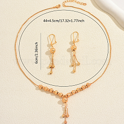 Vintage Brass Round Beaded Tassel Necklace & Earrings for Women&nbsp;VG0776