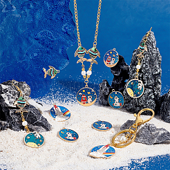 30Pcs 5 Style Alloy Enamel Pendants&nbsp;ENAM-PH0002-15