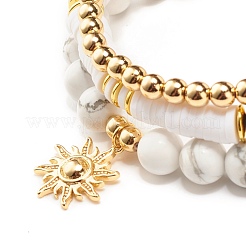 Synthetic Hematite & Polymer Clay Heishi Beads Stretch Bracelets Set&nbsp;BJEW-JB07383-01