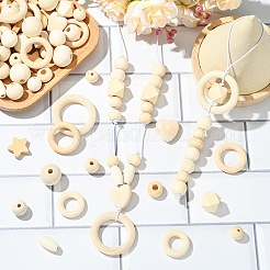 110Pcs 12 Styles Unfinished Wood Beads&nbsp;WOOD-YW0001-82
