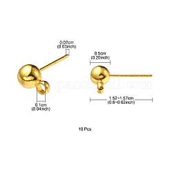 Brass Ball Post Ear Studs&nbsp;KK-YW0001-11G