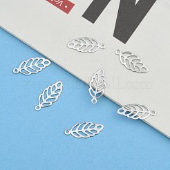 Tarnish Resistant Leaf 201 Stainless Steel Charm Pendants&nbsp;STAS-R075-12