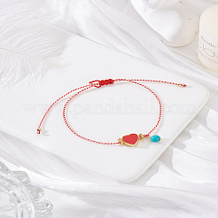 1Pc Fashion Adjustable Enamel Heart Link Bracelets&nbsp;BJEW-LP0002-31