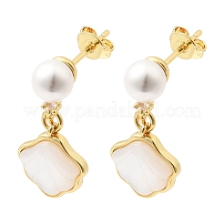 Brass Micro Pave Cubic Zirconia Stud Dangle Earrings&nbsp;CU-CBABA66-10G