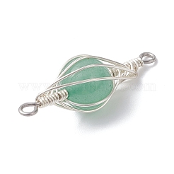 4Pcs 4 Styles Round Natural Carnelian & Rose Quartz & Amethyst & Green Aventurine Horse Eye Connector Charms&nbsp;PALLOY-TA00349