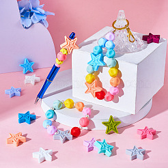 48Pcs 12 Colors Star Silicone Beads&nbsp;SIL-TA0001-56