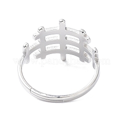Non-Tarnish 304 Stainless Steel Hollow Out Rectangle Adjustable Ring for Women&nbsp;RJEW-I097-04P