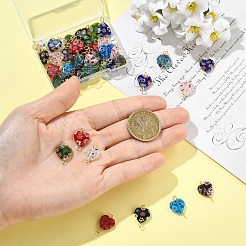 45Pcs 9 Styles Heart Handmade Millefiori Lampwork Connector Charms&nbsp;PALLOY-YW00124