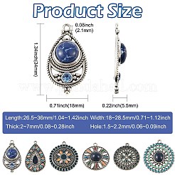 6Pcs 6 Styles Bohemian Alloy with Dyed Natural Gemstone Pendants and Alloy Enamel Pendants&nbsp;FIND-CJ0005-90