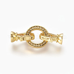 Brass Micro Pave Cubic Zirconia Fold Over Clasps&nbsp;KK-P164-14G