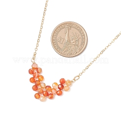 Natural Carnelian Faceted Round Beaded Arrow Pendant Brass Cable Chain Necklaces&nbsp;NJEW-TA00207-01