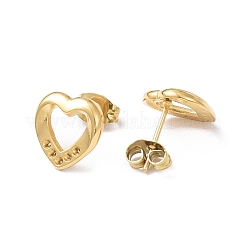 Ion Plating(IP) 304 Stainless Steel Hollow Out Heart Stud Earring Finding&nbsp;EJEW-I285-08G