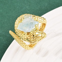 Snake Natural Aquamarine Open Cuff Rings&nbsp;RJEW-K286-10G-03
