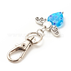 Handmade Lampwork Heart Wing Pendant Decorations&nbsp;HJEW-JM00688