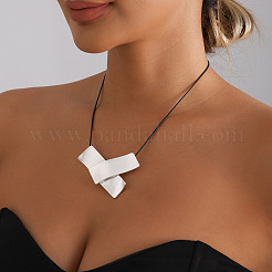 Adjustable Alloy Layered Rectangle Pendant Black Waxed Cord Necklaces for Women&nbsp;WG1F004-02