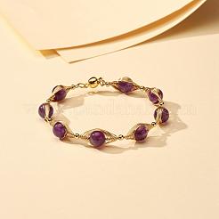 Natural Amethyst Beaded Bracelets for Men Women&nbsp;BJEW-TA00012-03