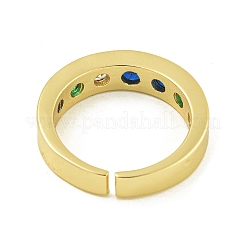 Brass Cubic Zirconia Open Cuff Rings for Women&nbsp;RJEW-U011-08G