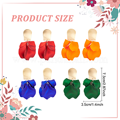 4 Pairs 4 Colors Exquisite Acrylic Petaline Dangle Stud Earrings&nbsp;EJEW-AN0002-10